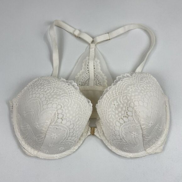 Auden Womens Demi Coverage Lightly Lined Racerback Bra 34DD White Lace - Picture 2 of 7